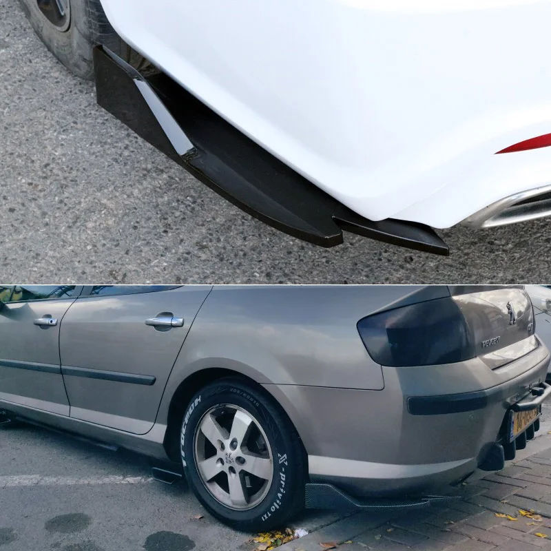 Pair Universal Car Rear Bumper Spoiler Lip Carbon Fiber Wing Trim Protection Anti-crash Diffuser Side Skirt Wrap Angle Splitter thumbnail 2