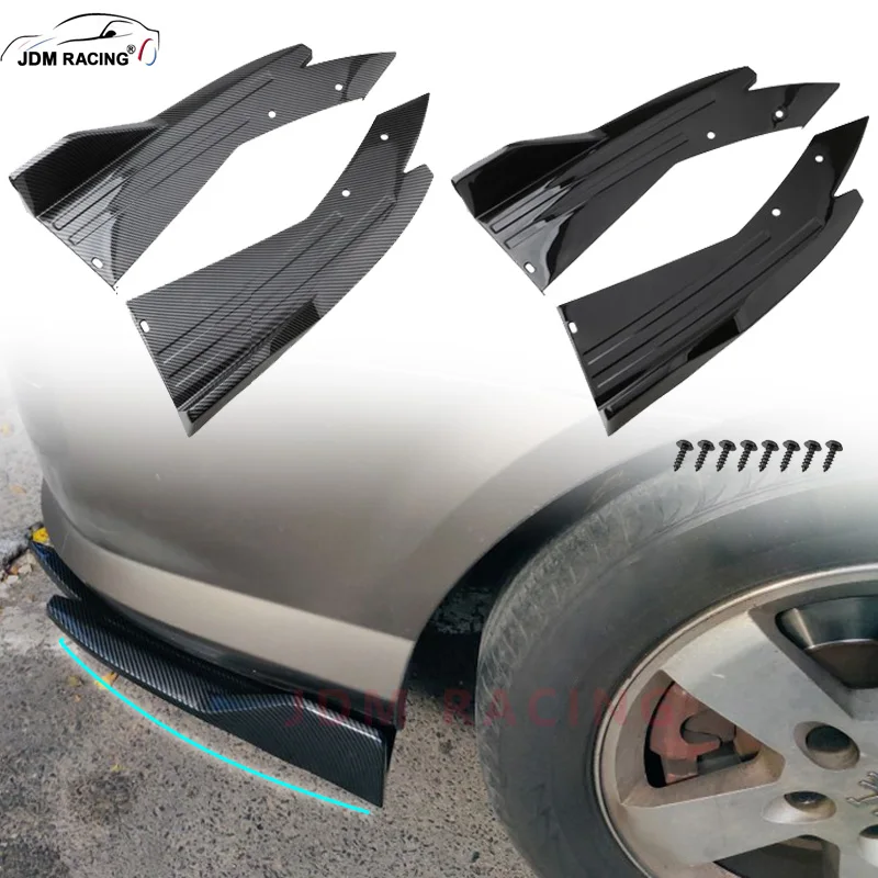 Pair Universal Car Rear Bumper Spoiler Lip Carbon Fiber Wing Trim Protection Anti-crash Diffuser Side Skirt Wrap Angle Splitter