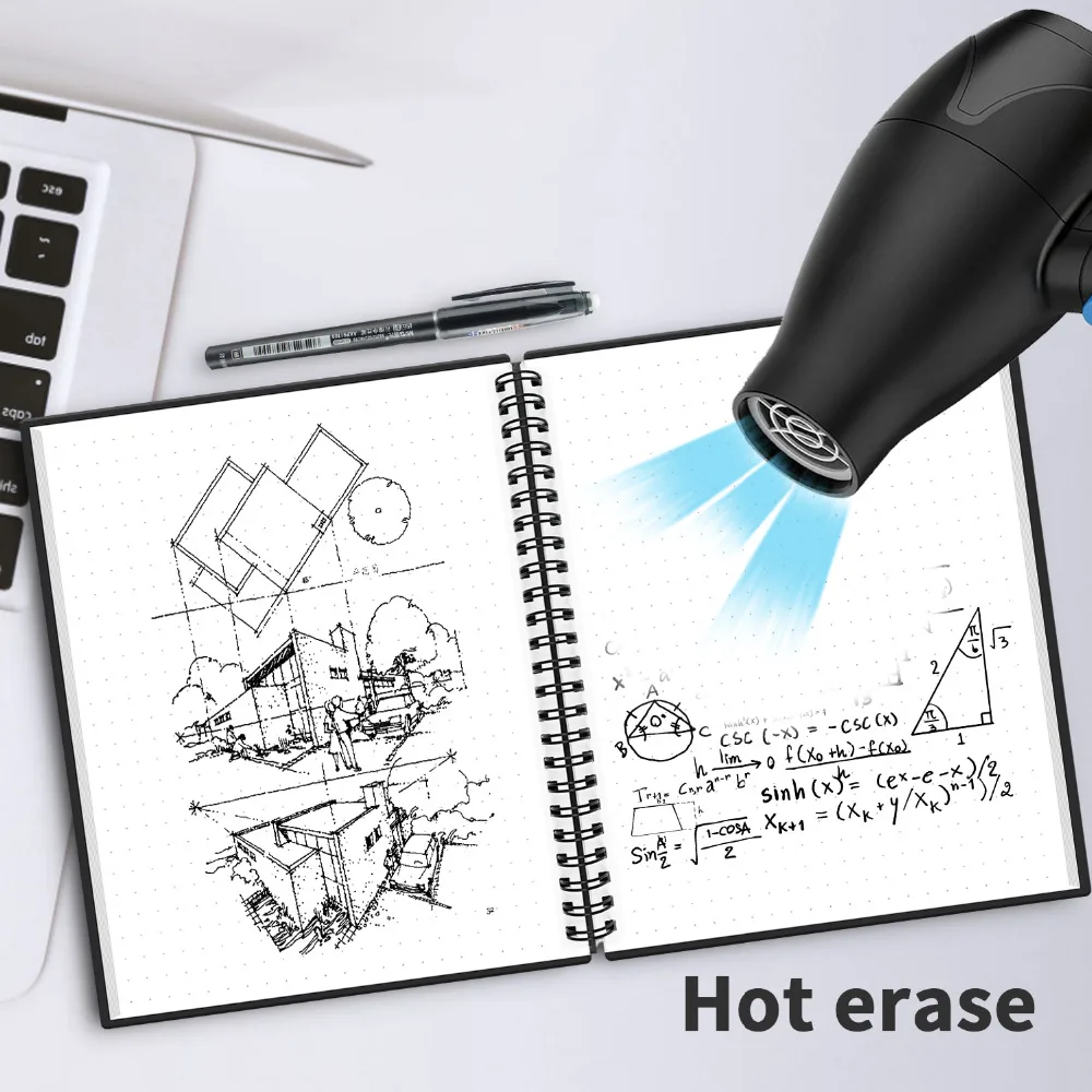 A6 Reusable Erasable Notebook black notebook Microwave Wave Cloud Erase Notepad Note Pad Lined With Pen save paper thumbnail 6