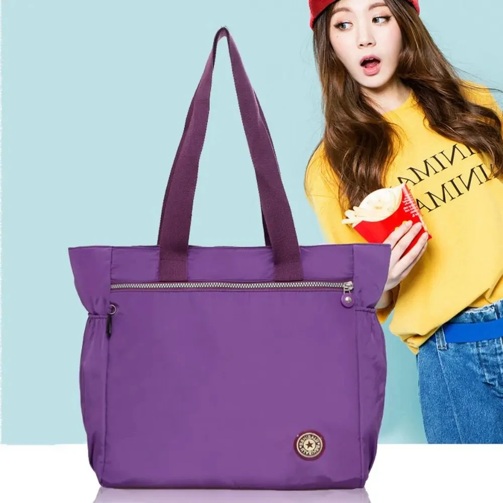 Super Big Bag ! Solid Color Women Tote Bag Fashion Large Capacity Handbag Shoulder Bag Nylon Ladies Purse Pouch Shopping Bag thumbnail 2