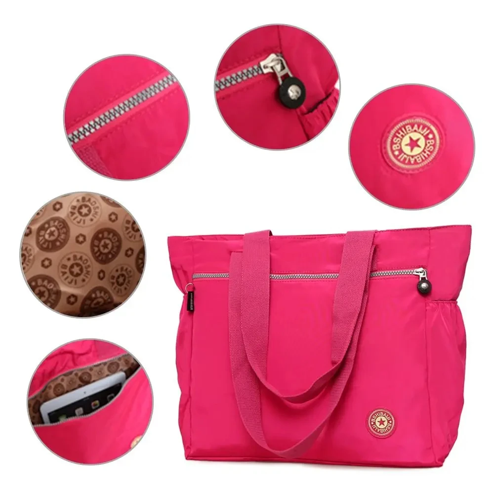 Super Big Bag ! Solid Color Women Tote Bag Fashion Large Capacity Handbag Shoulder Bag Nylon Ladies Purse Pouch Shopping Bag thumbnail 5