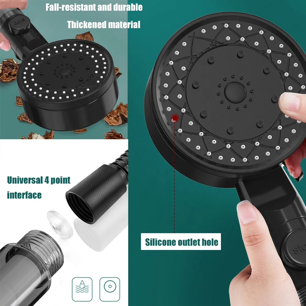 10 Spray Filtered Shower Head High-Pressure Handheld Water Saving Showerhead Fall Resistance One Touch Stop Bath Shower Nozzle thumbnail 3