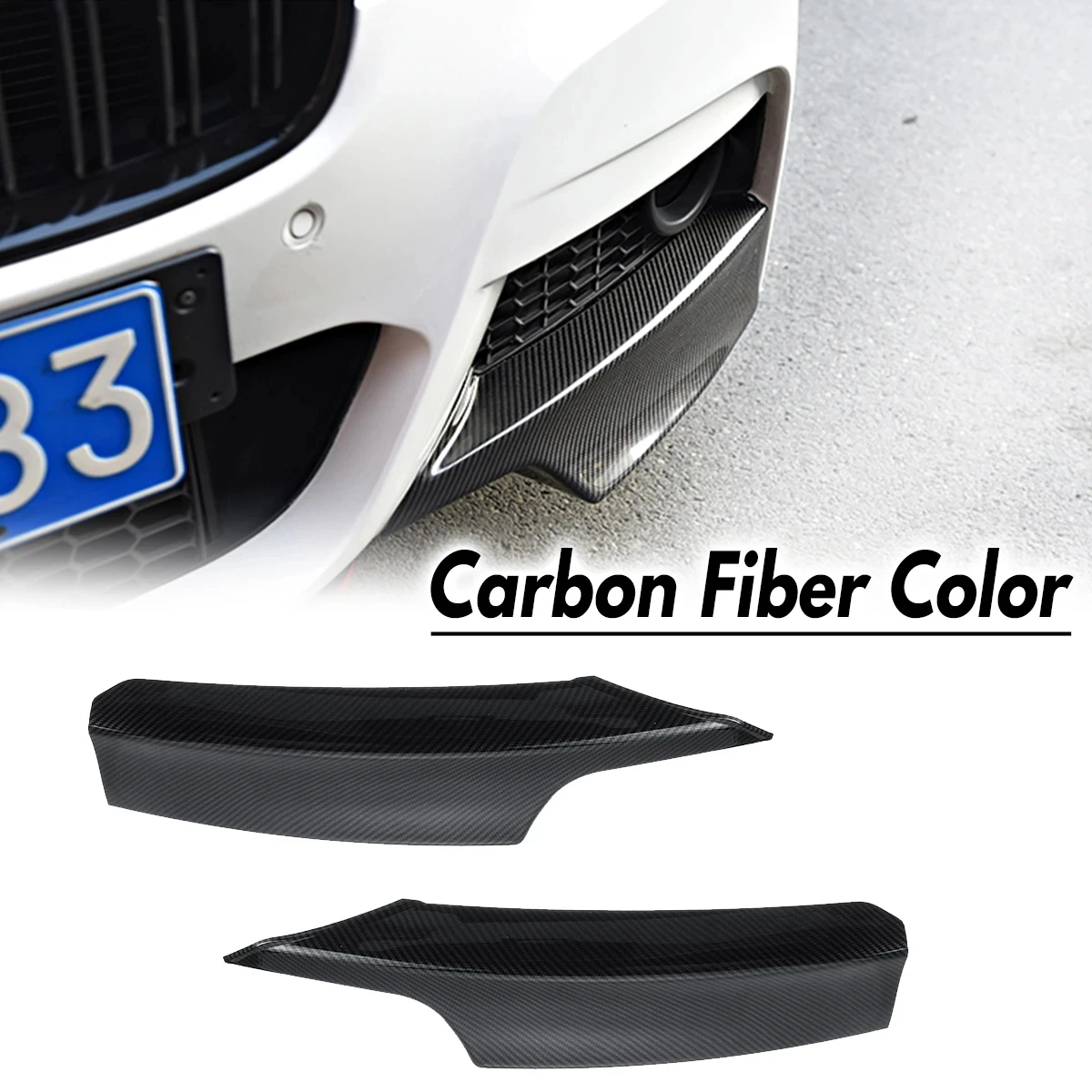 For BMW F30 F31 M Sport 2012-2019 Front Bumper Lip Splitter Canards Spoiler 1Pair Car Fog Lamp Eyebrow Frame Cover Grille thumbnail 2