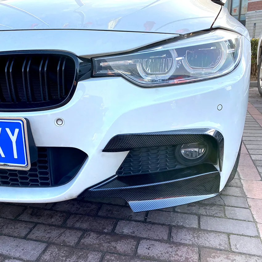 For BMW F30 F31 M Sport 2012-2019 Front Bumper Lip Splitter Canards Spoiler 1Pair Car Fog Lamp Eyebrow Frame Cover Grille thumbnail 4