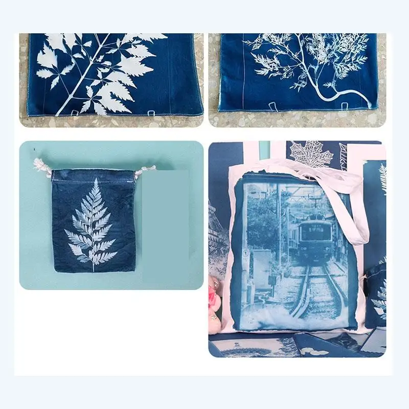 100/200ml Cyanotype Liquid DIY Kit Fabric Printmaking Textile Linen Fabric Wood Making Liquid Sponge Brush Paper Cyanotype Sets thumbnail 5