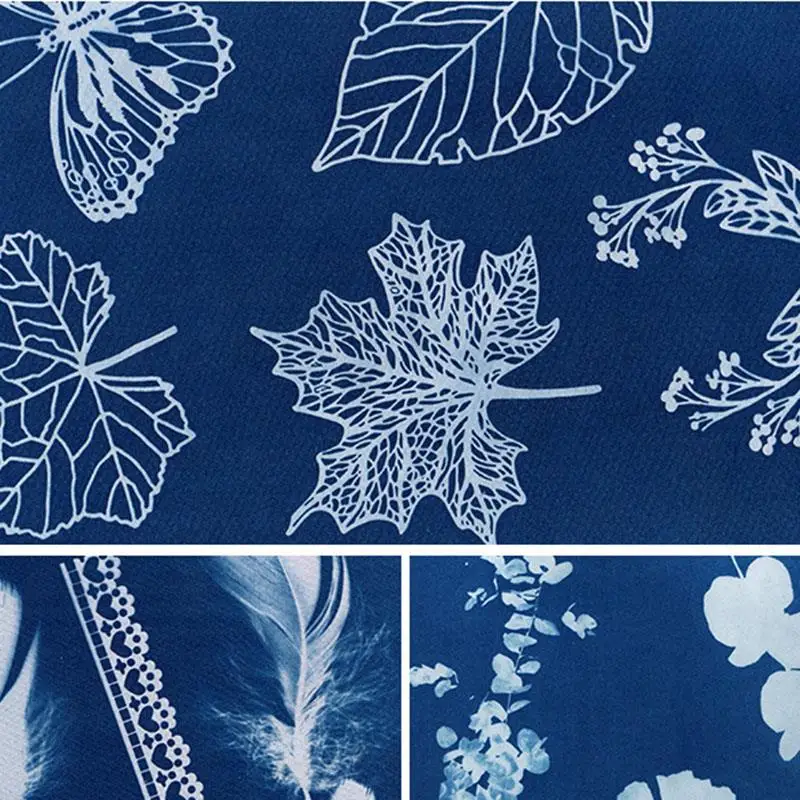 100/200ml Cyanotype Liquid DIY Kit Fabric Printmaking Textile Linen Fabric Wood Making Liquid Sponge Brush Paper Cyanotype Sets thumbnail 3