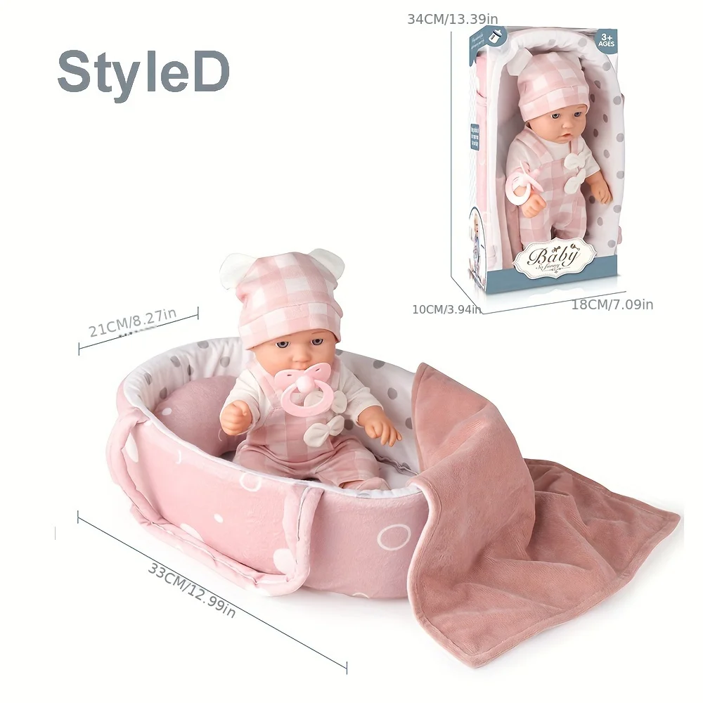 12''/30cm Baby Doll Playset in Gift Box with Accessories Pink Pacifier, Vinyl Reborn Doll Toy, Christmas Gift for Girl Boy Kid thumbnail 4
