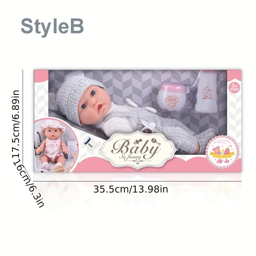 12''/30cm Baby Doll Playset in Gift Box with Accessories Pink Pacifier, Vinyl Reborn Doll Toy, Christmas Gift for Girl Boy Kid thumbnail 6