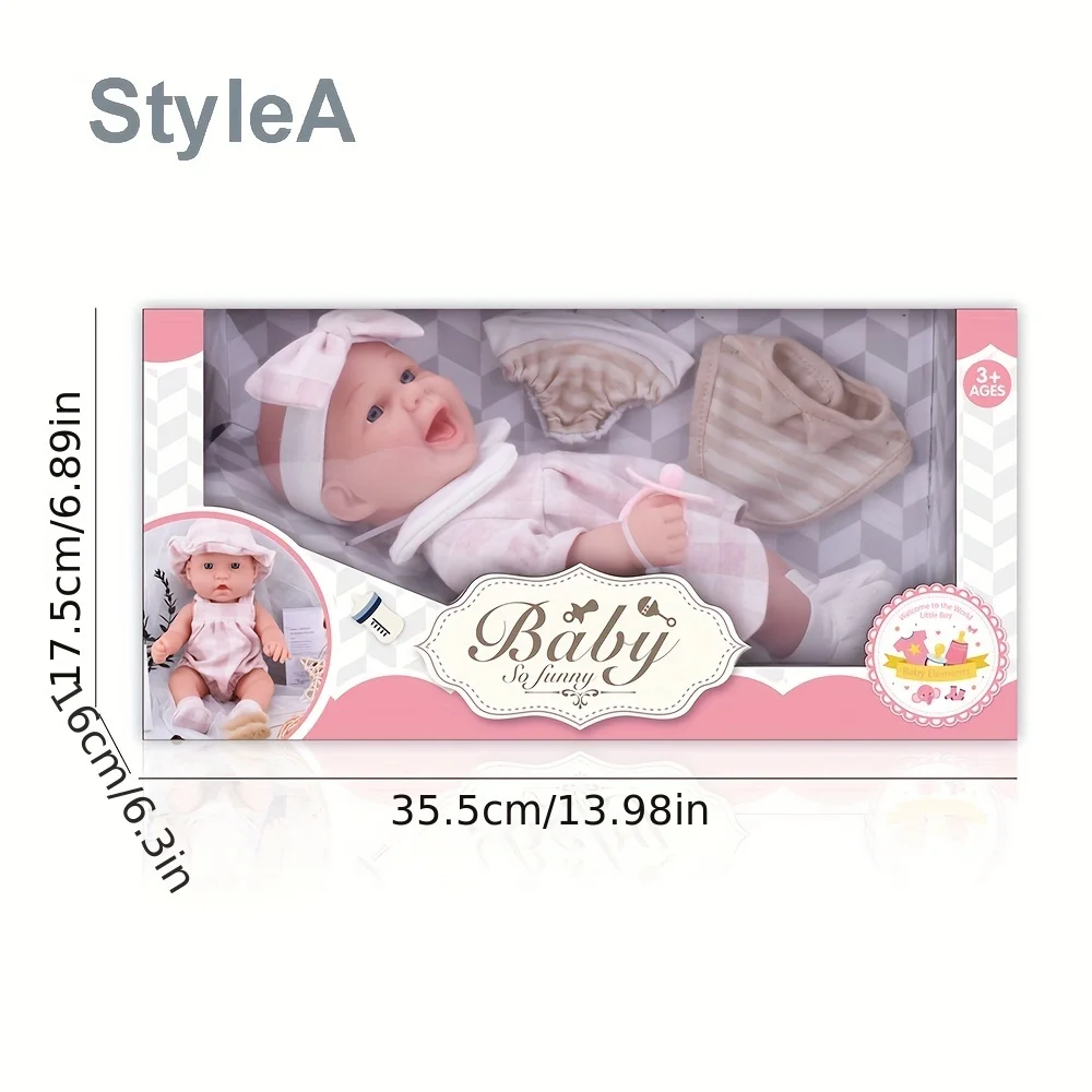 12''/30cm Baby Doll Playset in Gift Box with Accessories Pink Pacifier, Vinyl Reborn Doll Toy, Christmas Gift for Girl Boy Kid thumbnail 5