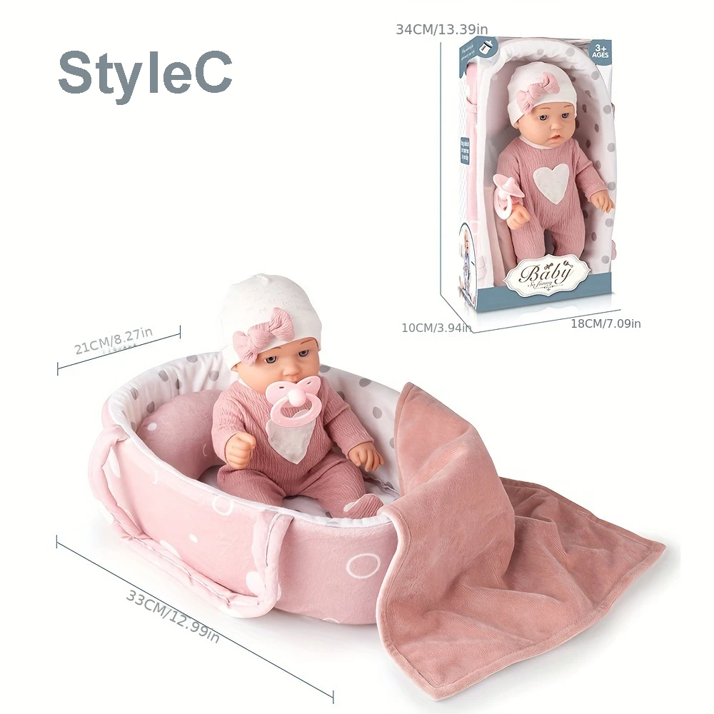 12''/30cm Baby Doll Playset in Gift Box with Accessories Pink Pacifier, Vinyl Reborn Doll Toy, Christmas Gift for Girl Boy Kid thumbnail 2