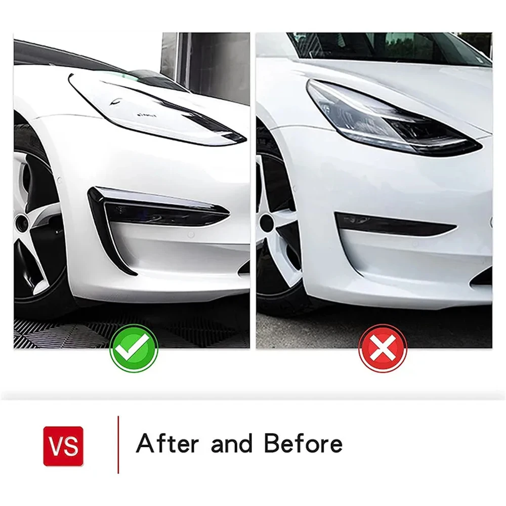For Tesla Model 3 Model Y 2017-2023 Front Bumper Fog Lamp Wind Knife Spoiler 1Pair Car Fog Lamp Trim Cover Fog Light Eyebrow thumbnail 2