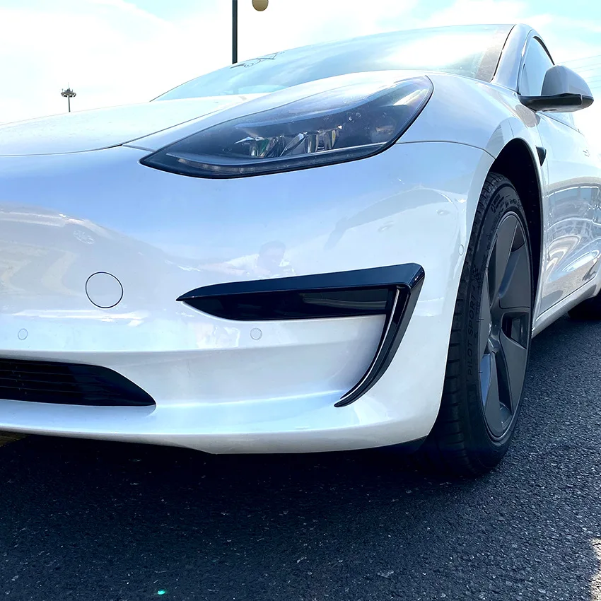 For Tesla Model 3 Model Y 2017-2023 Front Bumper Fog Lamp Wind Knife Spoiler 1Pair Car Fog Lamp Trim Cover Fog Light Eyebrow thumbnail 4