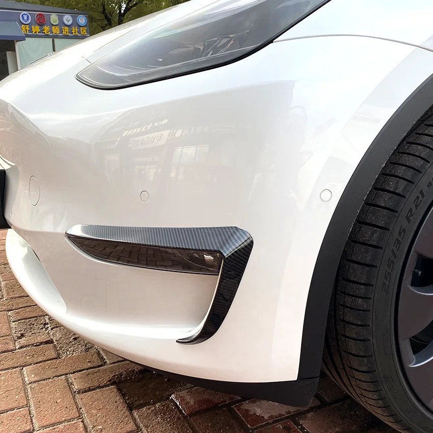 For Tesla Model 3 Model Y 2017-2023 Front Bumper Fog Lamp Wind Knife Spoiler 1Pair Car Fog Lamp Trim Cover Fog Light Eyebrow thumbnail 5