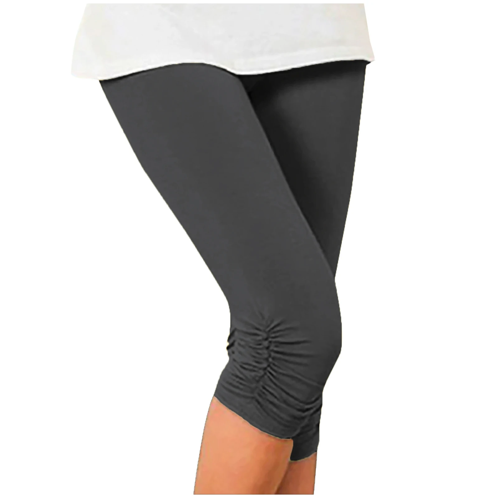 Elastic High Waist Sporty Women Clothing Skinny Pants Elastic Quick Dry 3/4 Sports Leggings Short Trousers Casual Solid Summer thumbnail 5