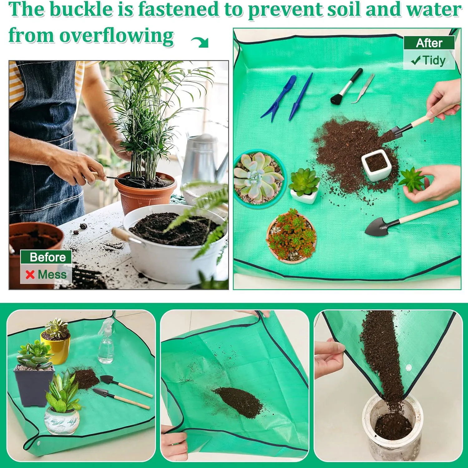 Thickened Waterproof Mats Garden Soil Change Mats Gardening Tools Plant Flower Pot Reusable Transplanting Change Pot Plant Mats thumbnail 5