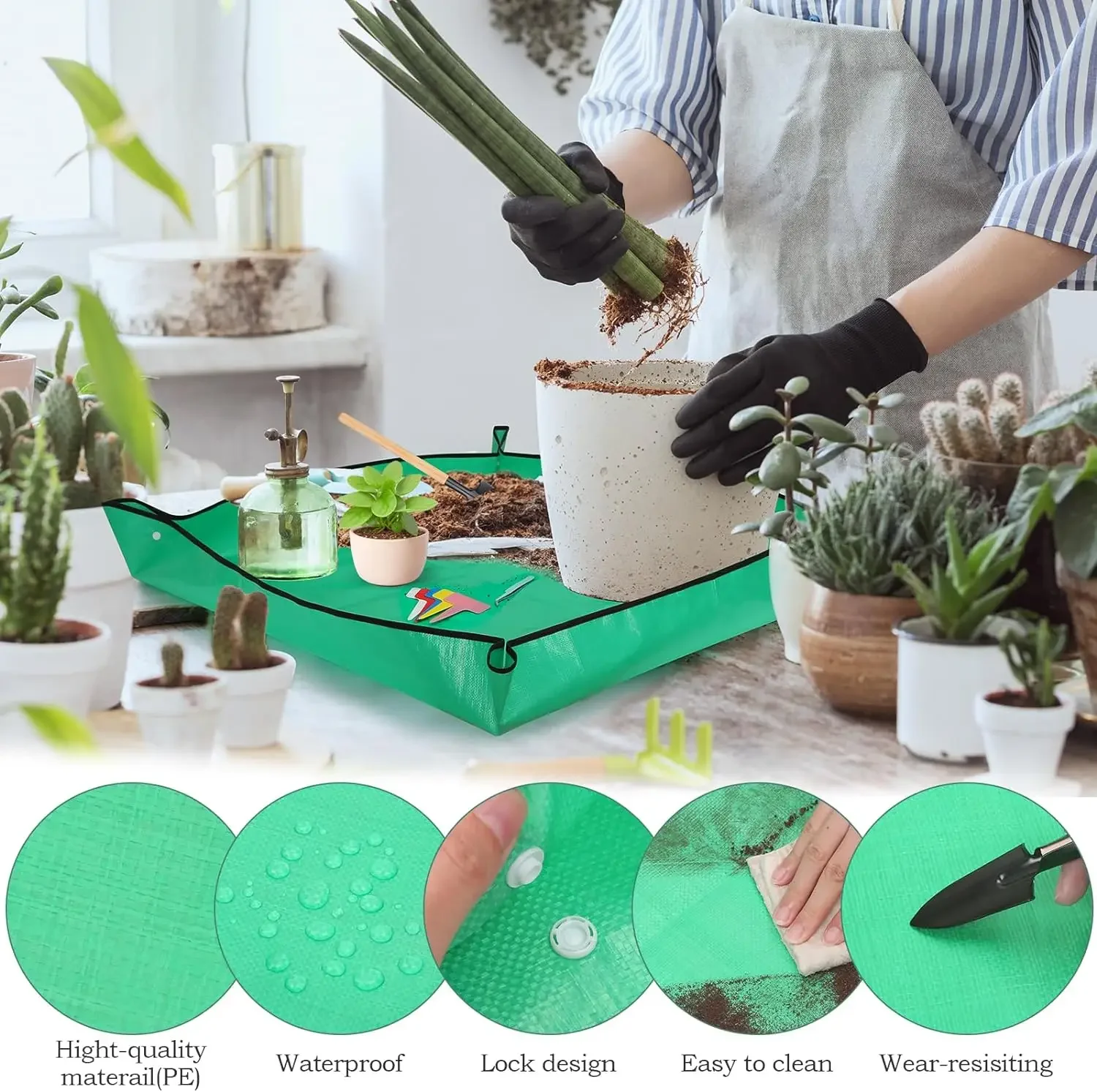 Thickened Waterproof Mats Garden Soil Change Mats Gardening Tools Plant Flower Pot Reusable Transplanting Change Pot Plant Mats thumbnail 4