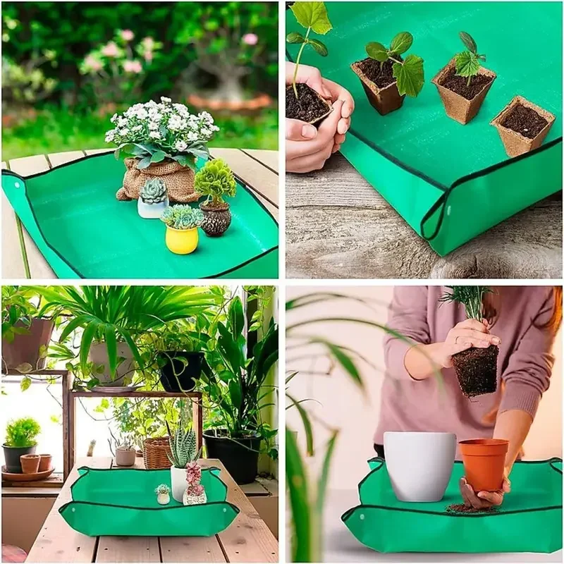 Thickened Waterproof Mats Garden Soil Change Mats Gardening Tools Plant Flower Pot Reusable Transplanting Change Pot Plant Mats thumbnail 2