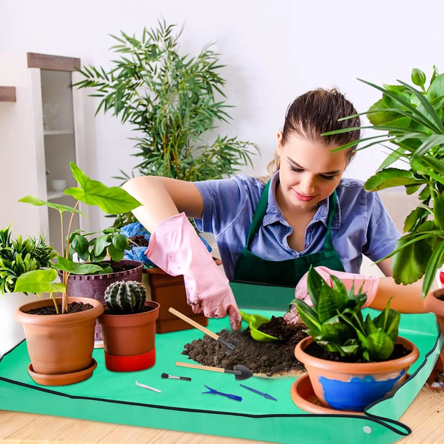 Thickened Waterproof Mats Garden Soil Change Mats Gardening Tools Plant Flower Pot Reusable Transplanting Change Pot Plant Mats thumbnail 3