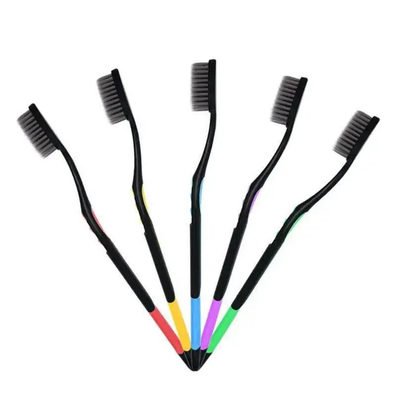 10 Pieces Packed Soft Bristle Bamboo Charcoal Black Hair Ultra-Fine Beauty Toothbrush Couple Suit Oral Cleaning Tools thumbnail 3