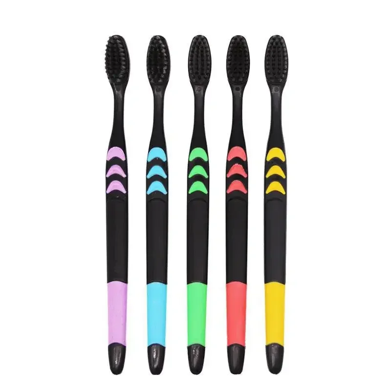 10 Pieces Packed Soft Bristle Bamboo Charcoal Black Hair Ultra-Fine Beauty Toothbrush Couple Suit Oral Cleaning Tools thumbnail 2