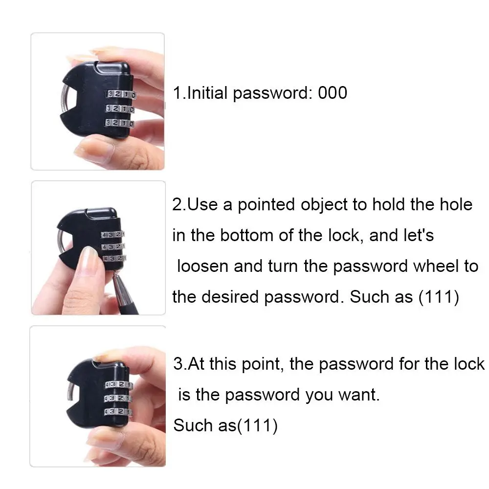 3 Dial Digit Number Code Password Combination Padlock Security Travel Safe Lock for Padlock Luggage Lock of Gym thumbnail 6