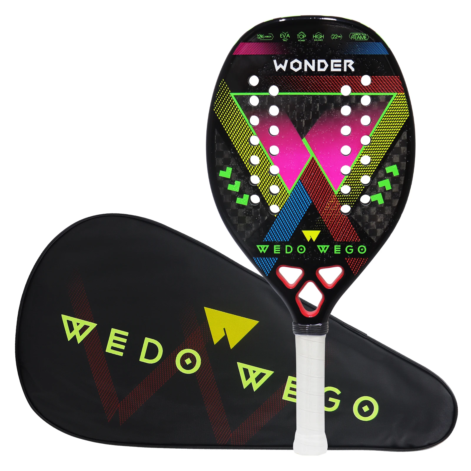Beach Tennis Racket FC/3K/12K/18K/Kevlar Carbon Fiber Grit Face, EVA Memory Foam Core, Outdoor Sports Ball Racket thumbnail 2