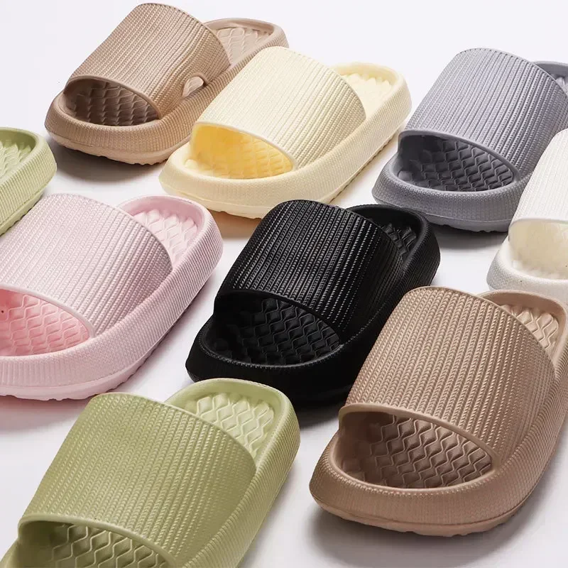 Women's Thick Platform Cloud Slippers EVA Soft Sole Pillow Slides Summer Beach Flip Flops Women Non Slip Bathroom Home Slippers thumbnail 4
