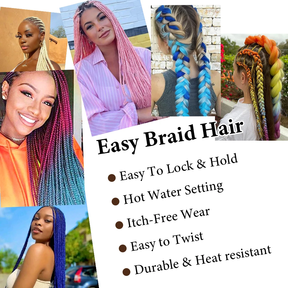 Jumbo Braids Extensions Synthetic Braiding Hair Afro Ombre Color kanekalon Hair 24 Inch for Women Braid thumbnail 3