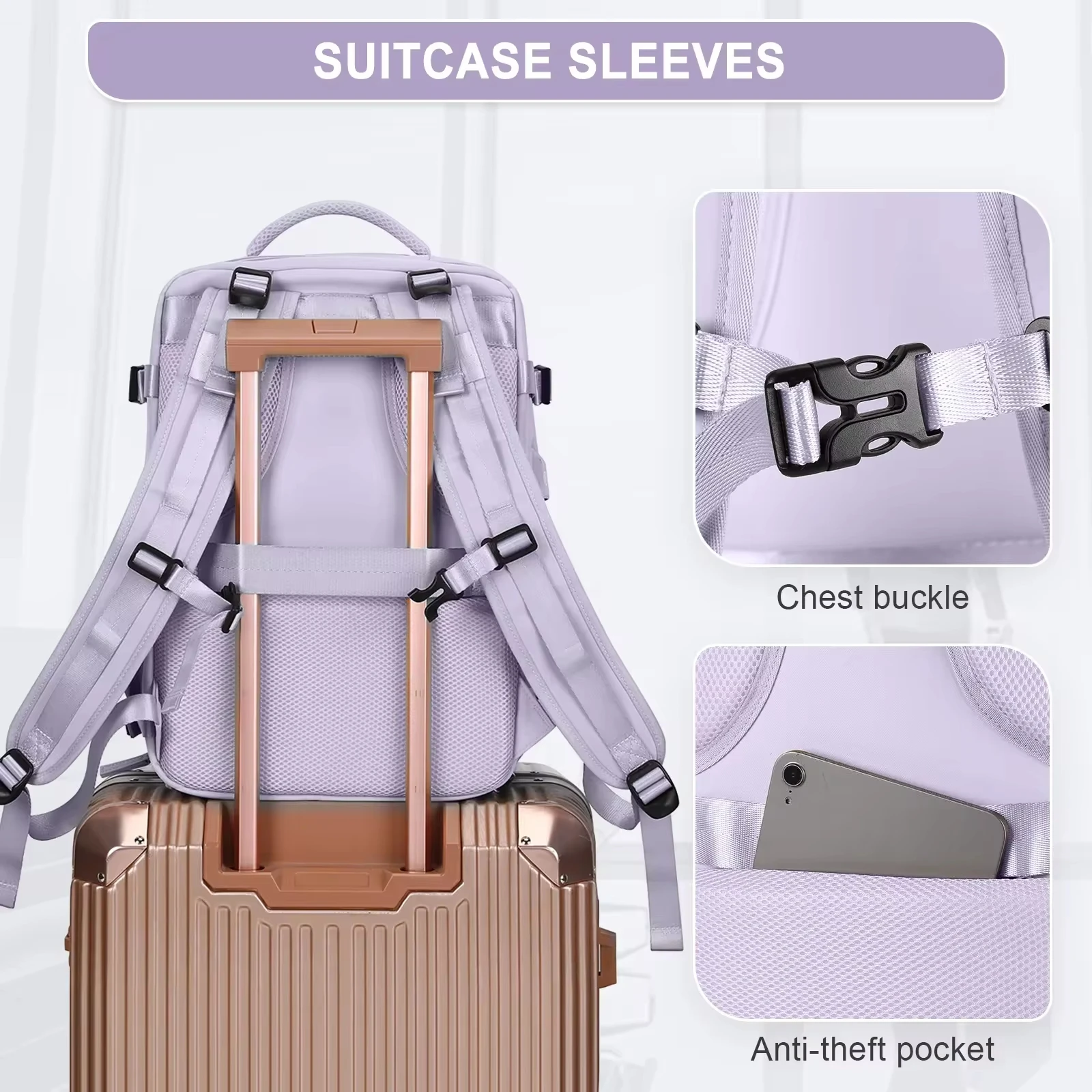 Buylor Travel Backpack for Women 40x25x17 Airplane Cabin Backpack Carry-On Luggage 14inch Laptop Backpack Casual Schoolbackpack thumbnail 5