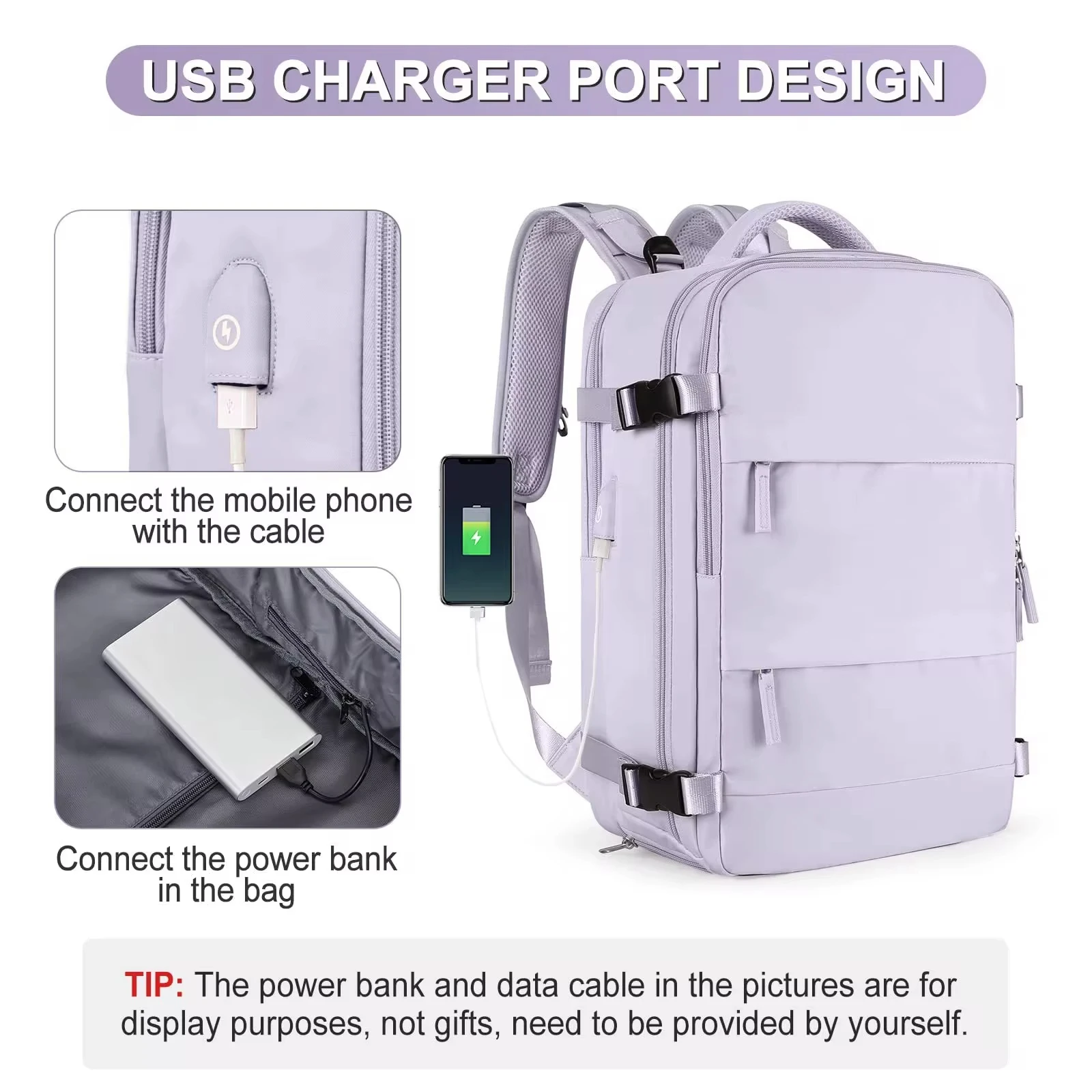 Buylor Travel Backpack for Women 40x25x17 Airplane Cabin Backpack Carry-On Luggage 14inch Laptop Backpack Casual Schoolbackpack thumbnail 4