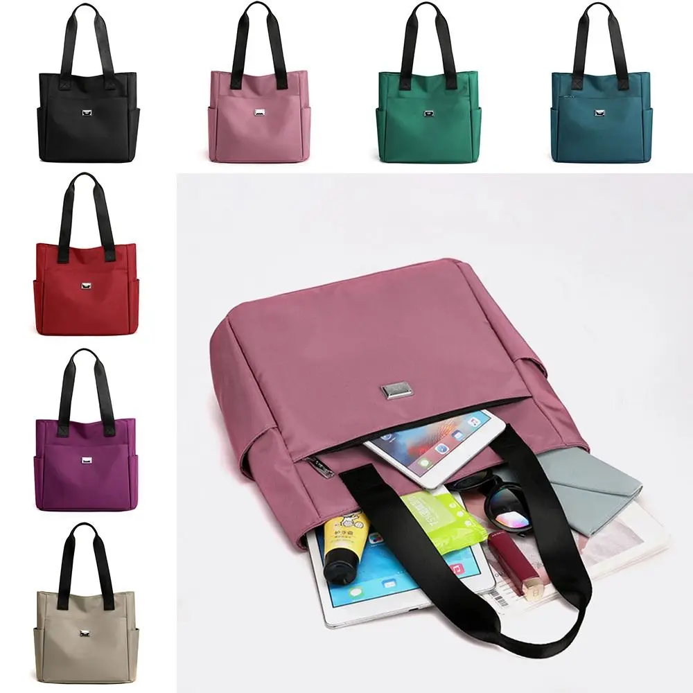 Lightweight Waterproof Nylon Shoulder Bag Large Capacity Handbag Tote Bags For Work School And Travel