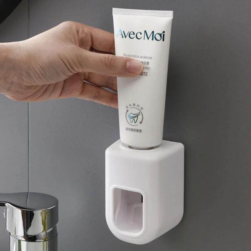 Creative Wall Mount Automatic Toothpaste Dispenser Bathroom Accessories Waterproof Lazy Toothpaste Squeezer Toothbrush Holder thumbnail 3