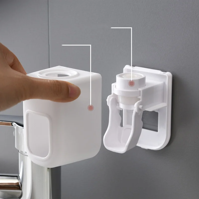Creative Wall Mount Automatic Toothpaste Dispenser Bathroom Accessories Waterproof Lazy Toothpaste Squeezer Toothbrush Holder thumbnail 5
