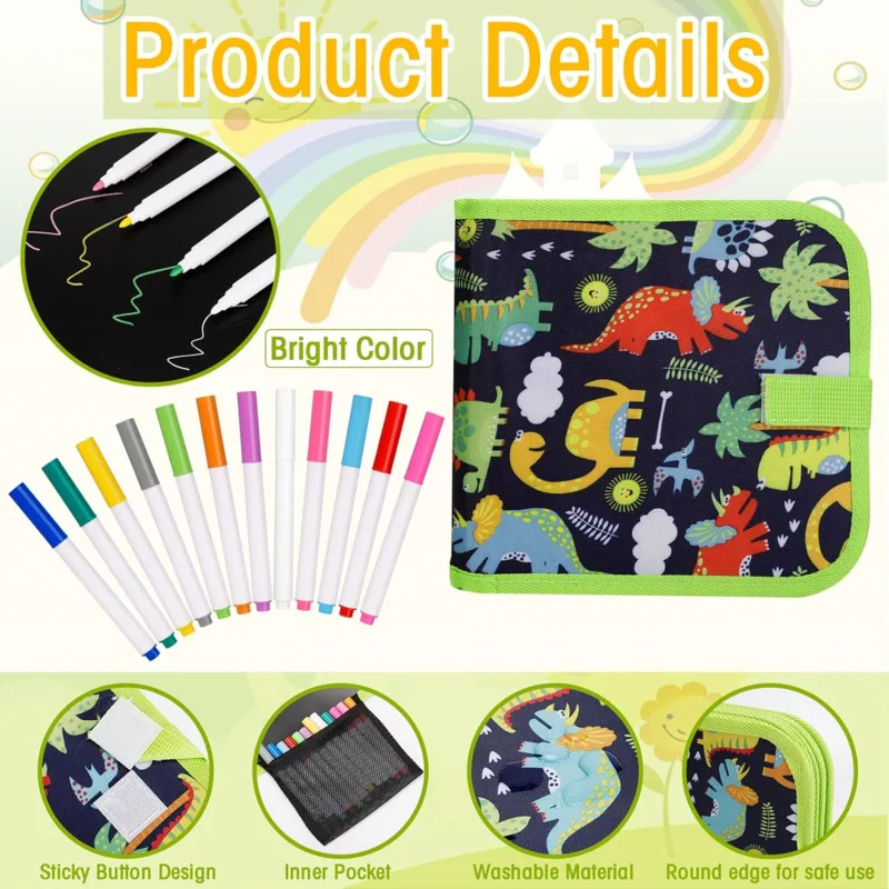 Erasable Doodle Book Reusable Magic Blackboard with Pens Painting for Kid Montessori Educational Toy DIY Travel Coloring Kit thumbnail 2