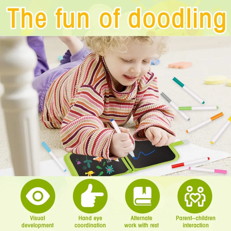 Erasable Doodle Book Reusable Magic Blackboard with Pens Painting for Kid Montessori Educational Toy DIY Travel Coloring Kit thumbnail 4