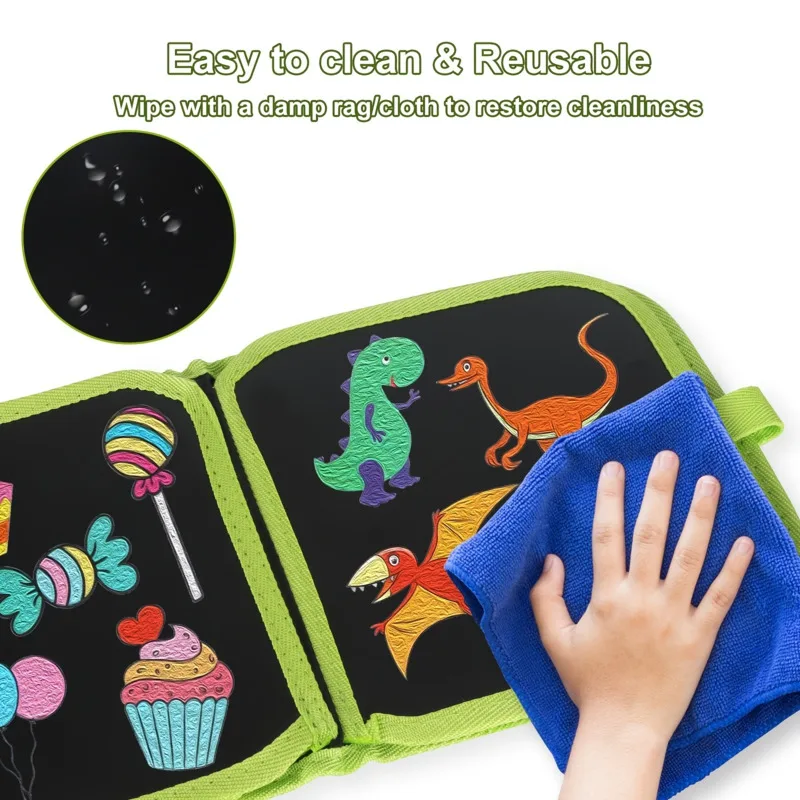 Erasable Doodle Book Reusable Magic Blackboard with Pens Painting for Kid Montessori Educational Toy DIY Travel Coloring Kit thumbnail 3