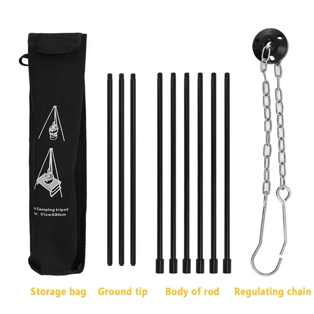 Camping Campfire Tripod for Hanging Pot Outdoor Cookware Picnic Cooking Pot Grill Rack Barbecue Support Aluminum Alloy Tripod thumbnail 2