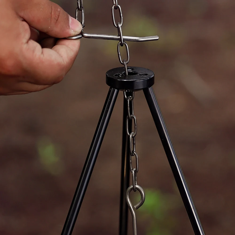 Camping Campfire Tripod for Hanging Pot Outdoor Cookware Picnic Cooking Pot Grill Rack Barbecue Support Aluminum Alloy Tripod thumbnail 4
