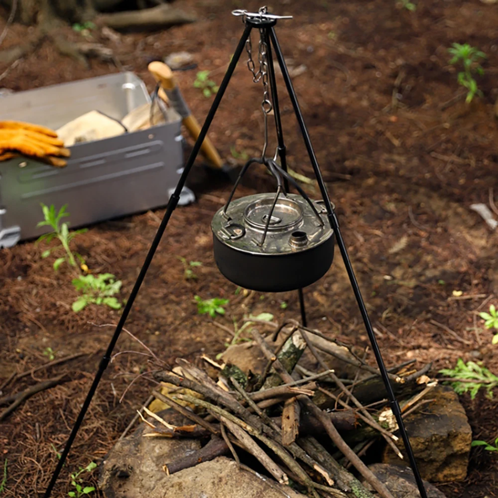 Camping Campfire Tripod for Hanging Pot Outdoor Cookware Picnic Cooking Pot Grill Rack Barbecue Support Aluminum Alloy Tripod thumbnail 3
