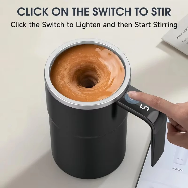 380ML Mini Electric Coffee Self Mixing Mug IP67 Waterproof Food Safe Coffee Mug USB Rechargeable Automatic Magnetic Cup For Tea thumbnail 4