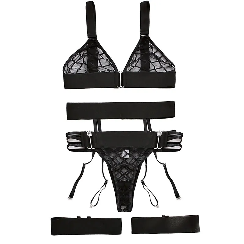 Sexy Transparent Bra And Panty Garters Lingerie Underwear Set Sexy Sling Bra Brassiere Suit Temptation Costumes Women thumbnail 2
