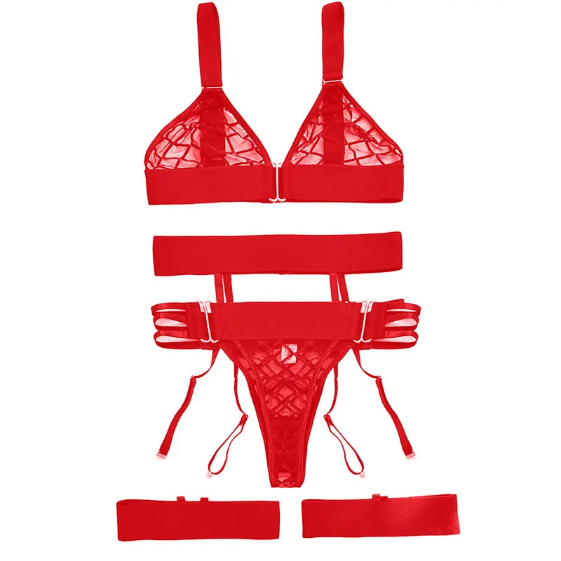 Sexy Transparent Bra And Panty Garters Lingerie Underwear Set Sexy Sling Bra Brassiere Suit Temptation Costumes Women thumbnail 4