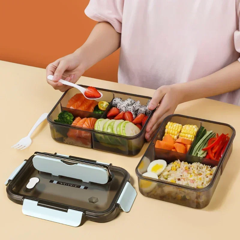 Compartment 1500ML Portable Lunch Box Kids Students Office Bento Box with Fork and Spoon Microwave Food Storage Container thumbnail 3