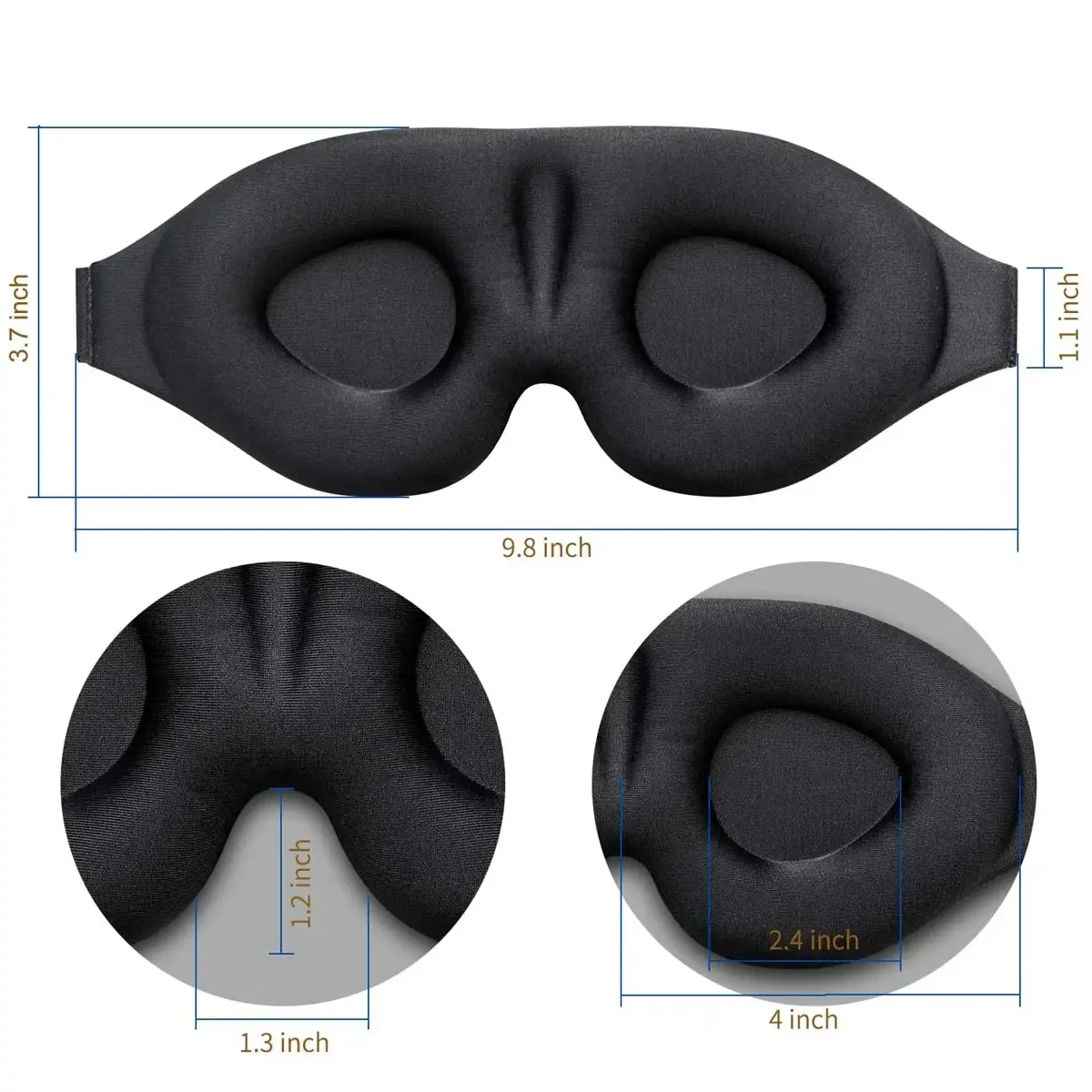 Eye Mask for Sleeping 3D Contoured Cup Blindfold Concave Molded Night Sleep Mask Block Out Light with Women Men thumbnail 5