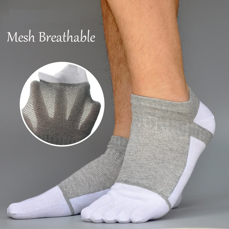 3 Pairs Five Finger Ankle Socks Cotton Men's Casual Mesh Breathable Comfortable No Show Socks With Toes thumbnail 4