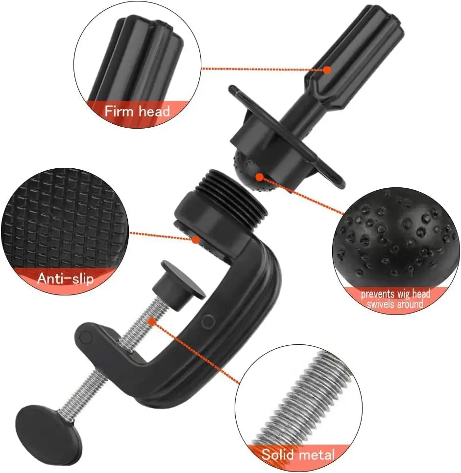 1pc Plastic Material Hair Accessory Tools Mini Wig Head stand Table Clamp Training Mannequin wig Head Holder Adjustable thumbnail 5