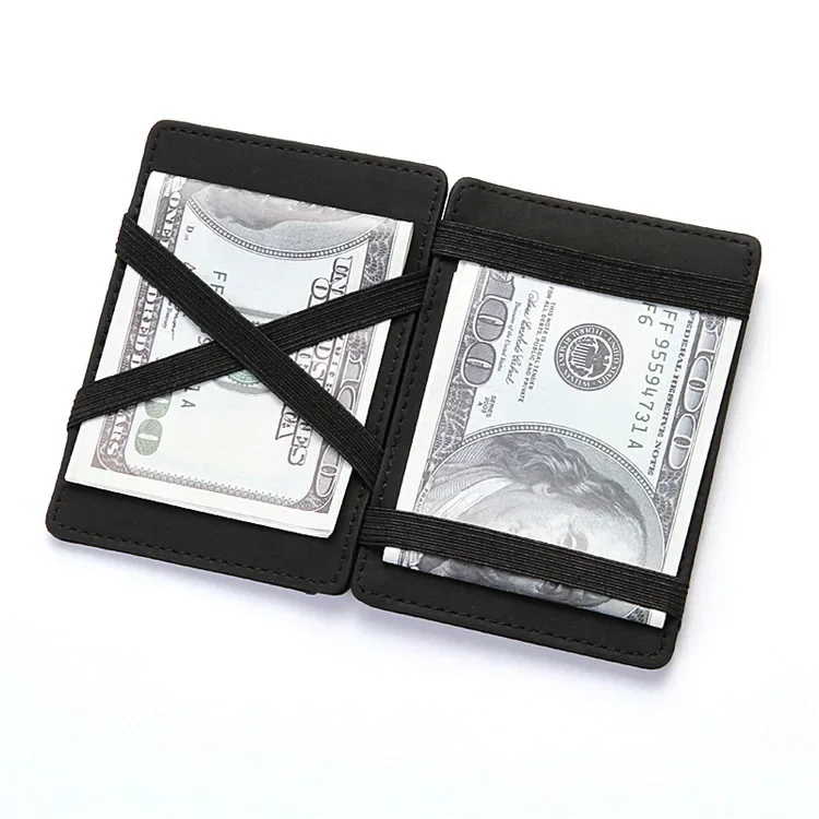 Men Ultra Thin PU Leather Mini Small Magic Wallet with Zipper Coin Pocket Purse Women Pouch Plastic Credit Bank Card Case Holder thumbnail 6