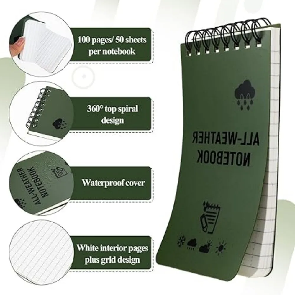 Waterproof Pocket Notebook Tactical Notepads Lined Pages Spiral Note Book Mini Memo Pad For Outdoor Home Office College School thumbnail 3