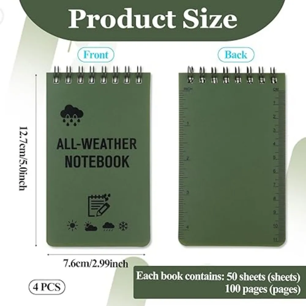 Waterproof Pocket Notebook Tactical Notepads Lined Pages Spiral Note Book Mini Memo Pad For Outdoor Home Office College School thumbnail 2
