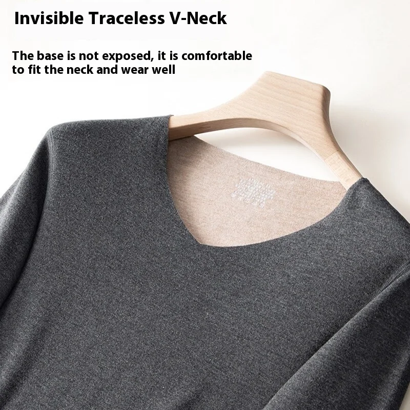 The New Cashmere Silk Thermal Underwear Set of Women's Non-marking Home Wear Wear Grinding Hair Fever Autumn Clothes and Pants thumbnail 4
